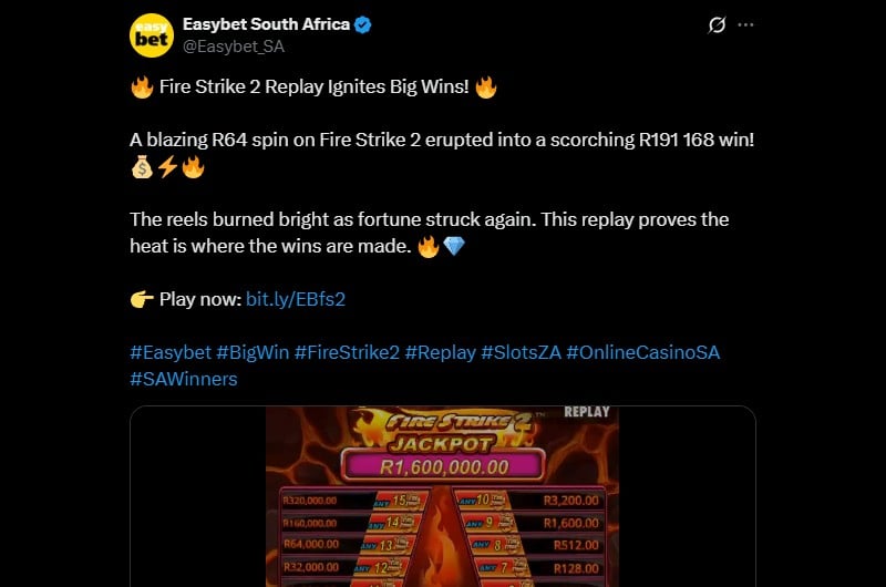 Twitter Fire Strike 2 Win at Easybet